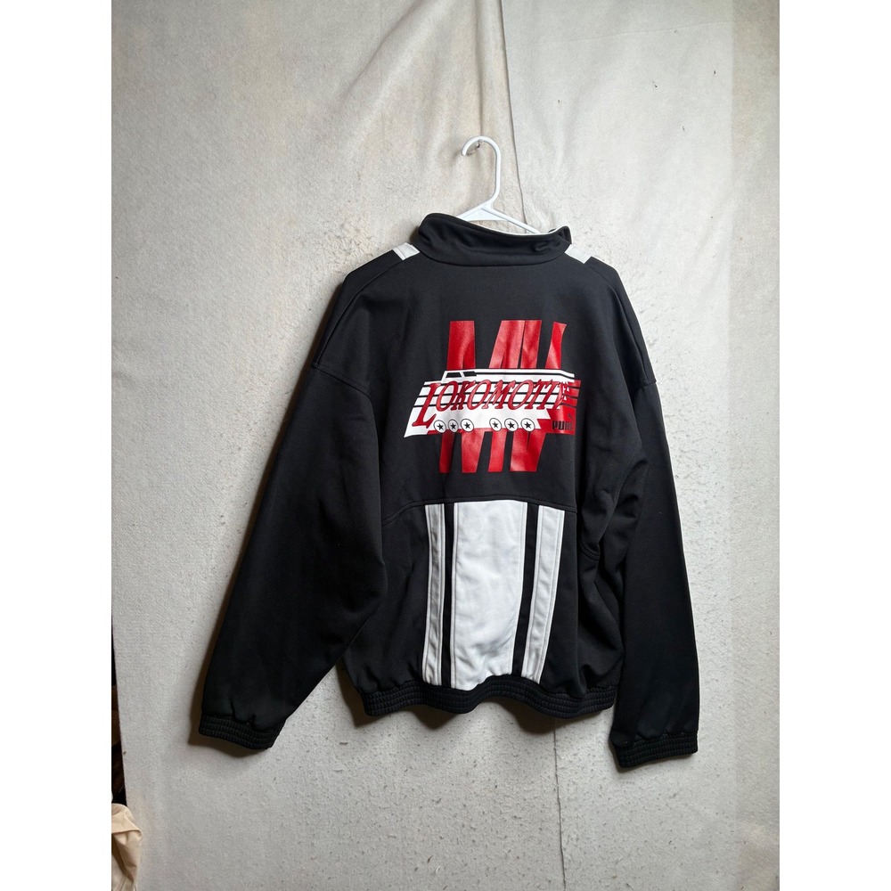 Vintage Puma Lokomotiv Track Jacket Black White Red Full Zip Mens XL